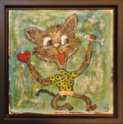 Klods 411 i en sort ramme str. 19x19.